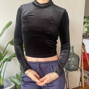 velvet cropped turtlneck